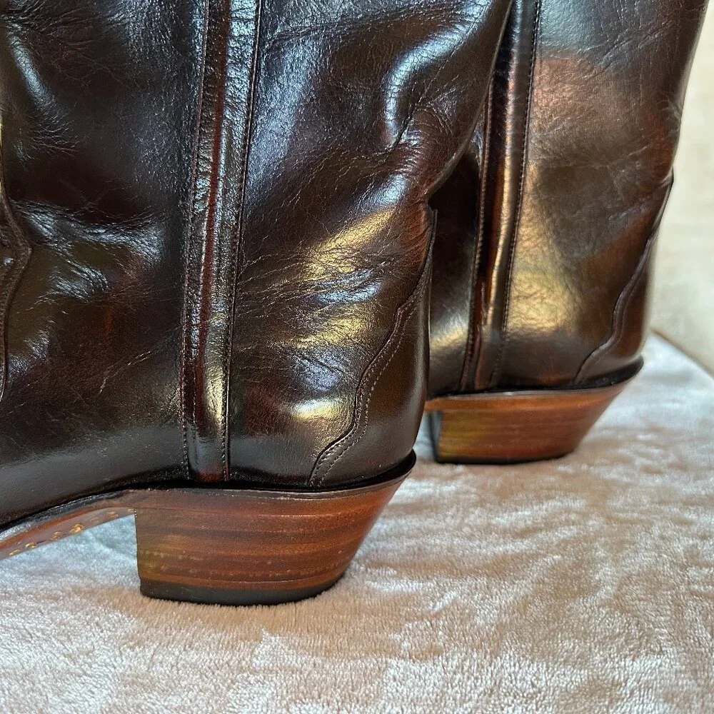 RARE VTG Lucchese Classics Buffalo Teak Buff Triad Cowboy Boots Womens 8 B - Picture 11 of 13